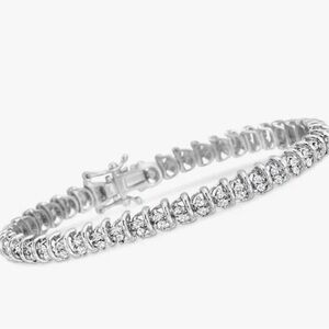 2.00 ct. t.w. Diamond Cluster Tennis Bracelet in Sterling Silver. 7.5"